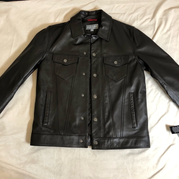 Men’s Michael Kors Leather Jacket Size Small Color Espresso - Picture 1 of 7